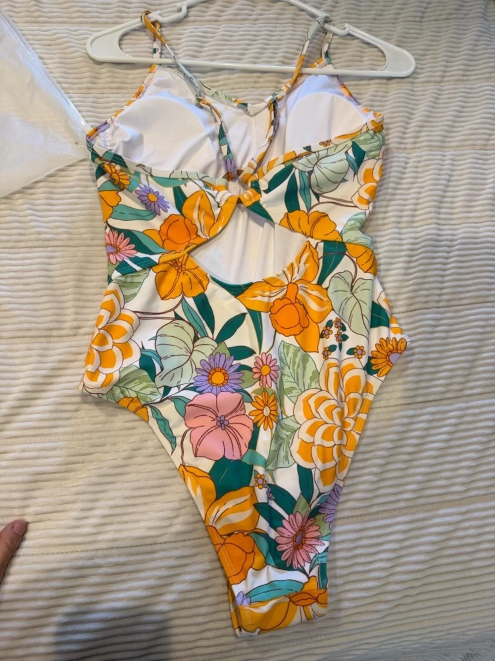 NWT Cupshe Floral One-Piece Swimsuit in Orange, Pink & Green